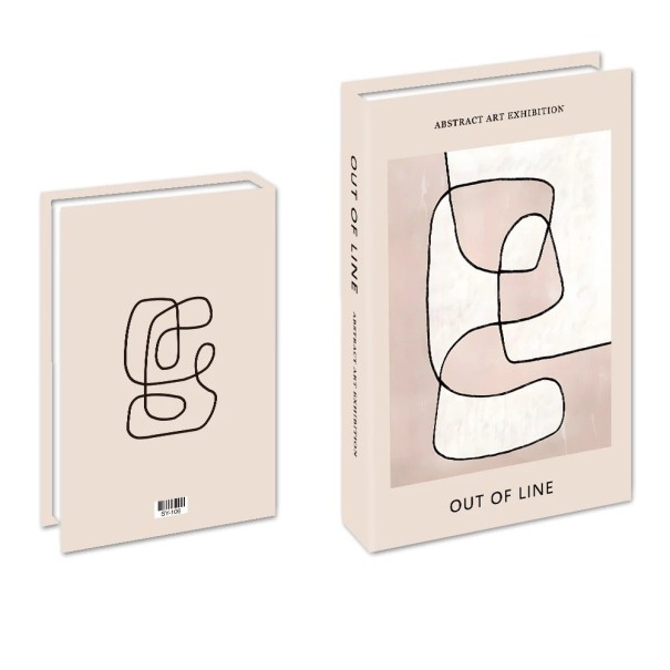 Falsk bok dekoration Abstrakt konst design icke öppningsbar bokmodell Beige minimalistisk stil modern inredningsdetalj 1
