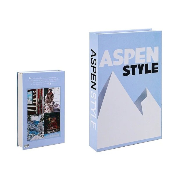 Falsk bok dekoration Oöppningsbar bokmodell Aspen Style Blå designprydnad för bibliotek vardagsrum 1