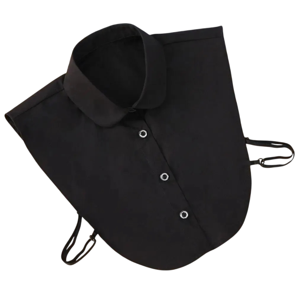 Falsk halsbånd til kvinder i sort, lavet af bomuld. Elegant, aftagelig krave for et lagdelt look uden unødvendigt fylde. 1