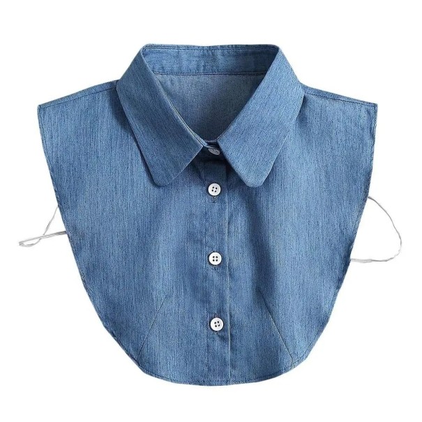 Falsk krage för kvinnor denimblå Avtagbar krage i bomull Dekorativ krage för tröja blusklänning Modeaccessoar