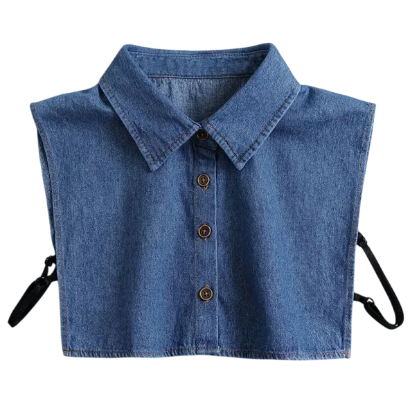 Falsk krage för kvinnor mörkblå denim Avtagbar krage Dekorativ krage för tröja blus klänning Elegant accessoar