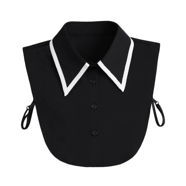Falsk krage för kvinnor svart med vit kant Avtagbar krage i bomull Dekorativ krage för tröja blus klänning Elegant accessoar