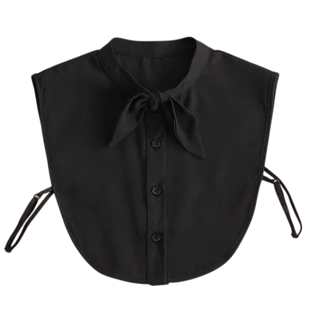 Falsk krave til kvinder Elegant aftagelig damekrave med bindebånd Dekorativ krave til sweater, bluse eller kjole Stilfuldt modetilbehør sort