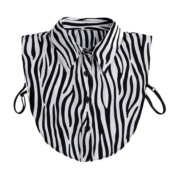 Falsk krave til kvinder i bomuld med zebrastriber Sort og hvid aftagelig krave Dekorativ krave til sweaterblusekjole Moderigtig 1