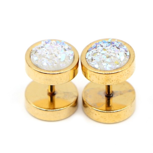 Falsos tapones con cristales dorado 7