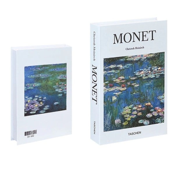 Fałszywa książka dekoracyjna box MONET Otwierana książka do przechowywania Tajna skrytka do biblioteki Design z motywem lilii wodnych 1