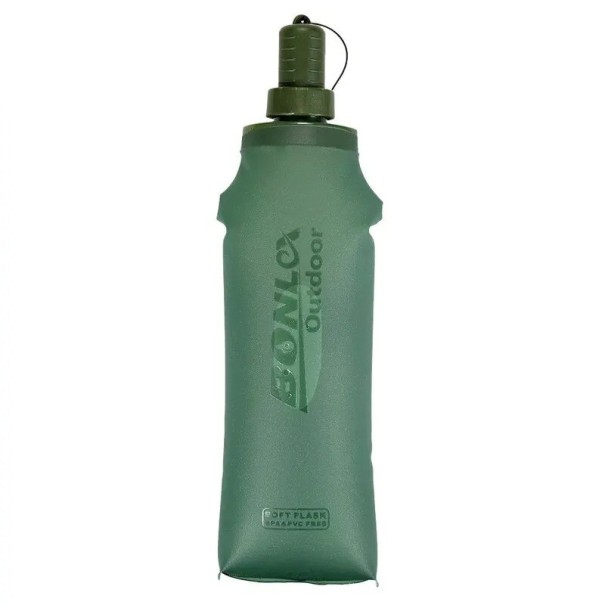 Faltbare Sport-Wasserflasche, 500 ml, TPU, weicher Flask, Trinkbeutel zum Laufen, Camping, Wandern, Radfahren, Fitness, tragbare Flasche 1