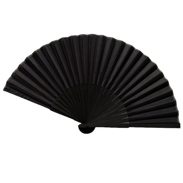 Faltbarer Handfächer aus Bambus und Stoff Schwarz Einfaches elegantes Design Maße 38 x 21 cm Zum Fächeln und Erfrischen an heißen Sommertagen 1