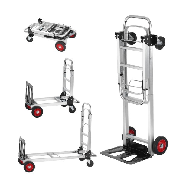 Faltbarer Handwagen für den Transport von 181 kg 1075 × 402 × 384 mm Aluminiumlegierung und Stahl silber für Umzüge und Transport von Gütern