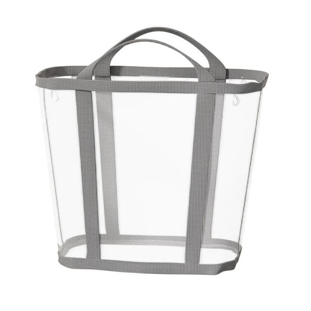 Faltbarer Netz-Wäschekorb 37 x 35 x 22 cm textiler hängender Aufbewahrungskorb für Wäsche im Badezimmer grau