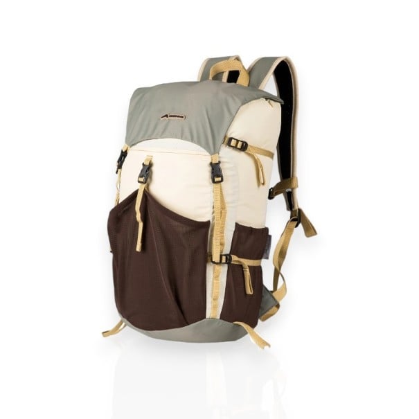 Faltbarer Wanderrucksack 22 l Ultraleicht 48 x 29 x 18 cm Nylon 70D spritzwassergeschützt Unisex Für Wandern, Camping und Reisen beige-braun