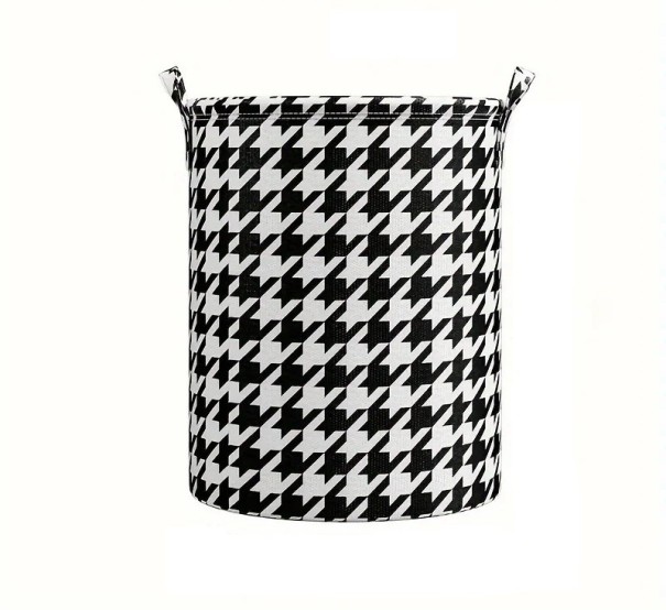 Faltbarer Wäschekorb 60 x 40 cm Stoff schwarz-weißes Pepito-Muster mit weißem Innenraum Aufbewahrungskorb für Wäsche Haushalt