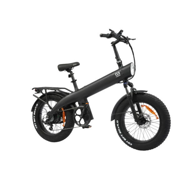 Faltbares Elektrofahrrad Q3 mit dicken Reifen 20" × 4,0, Motor 2000 W, Batterie 48V 20Ah, Reichweite 150 km, 7 Gänge, für Gelände schwarz