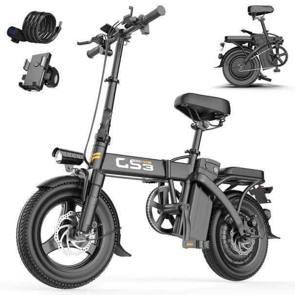 Faltbares Elektrofahrrad TOOFLY GS3, Motor 250W, Batterie 48V 15Ah, Reichweite 30 km, 14×2.125 Reifen, 3 Fahrmodi, Scheibenbremsen, LED-Display