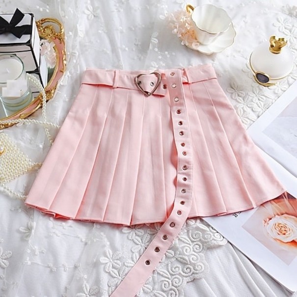 Falten-Minirock für Damen mit Gürtel rosa XS