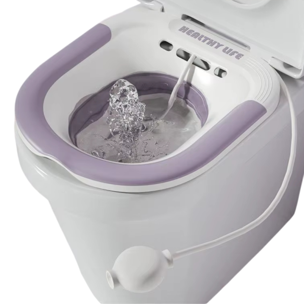 Falttoilette 35 x 39 x 12,5 cm Waschbecken für schwangere Frauen Pflege von Patienten mit Hämorrhoiden Badewanne mit Schlauch Bidet-Duschkopf lila