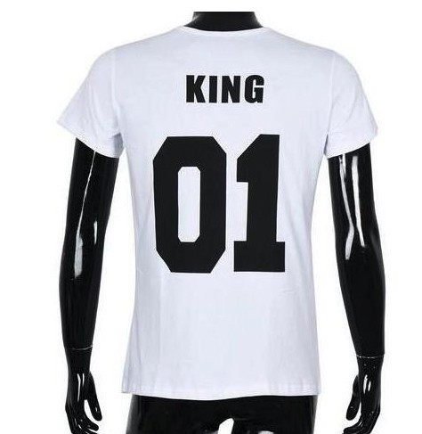 Familietshirts KING, QUEEN EN PRINCE M King - wit