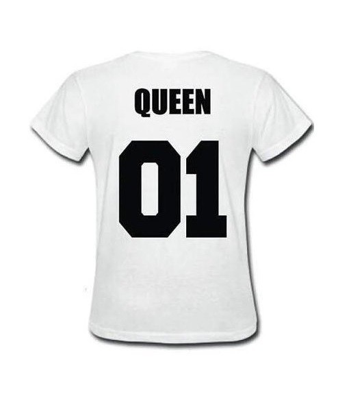 Familietshirts KING, QUEEN EN PRINCE M Queen - wit