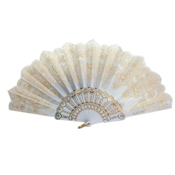 Fan with Golden Ornament white