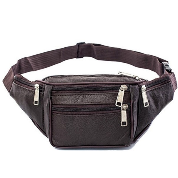 Fannypack i läder för män T735 kaffebrun