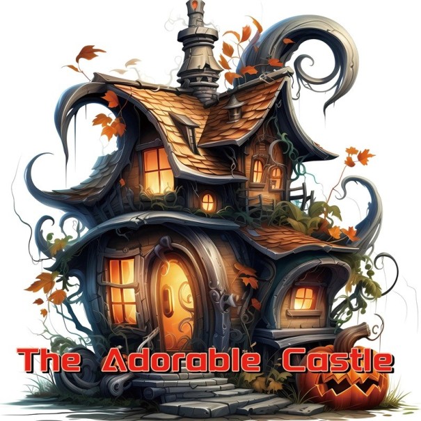 Fantasy omalovánky pohádkový dům s dýní podzimní motiv 20 × 20 cm jednostranný tisk relaxační kniha pro děti i dospělé 1