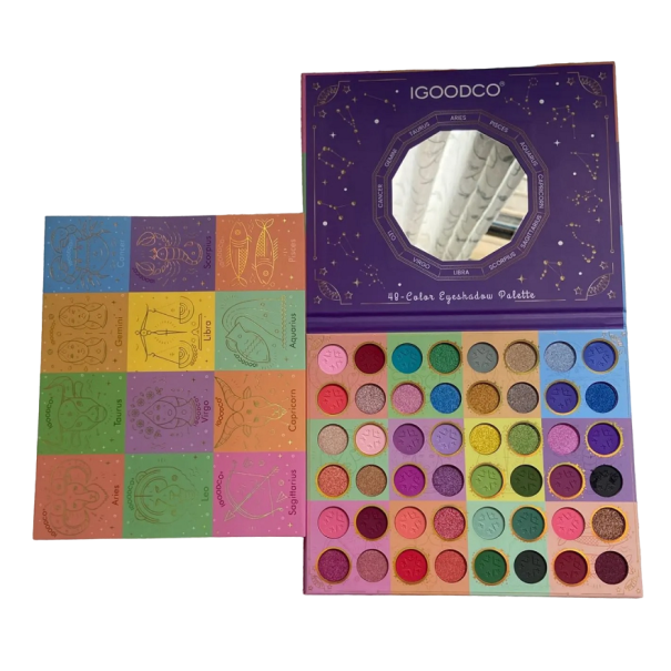 Farb-Lidschatten-Palette mit 48 Farben. Professionelle Palette mit Spiegel-Schimmer und matten Schatten. Hohe Pigmentierung 1