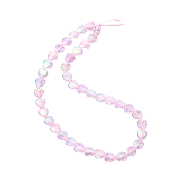 Farebné korálkové pútko na mobil so srdiečkami Dekoratívny retiazka na puzdro telefónu Závesná šnúra na mobilný telefón Štýlový doplnok ružová