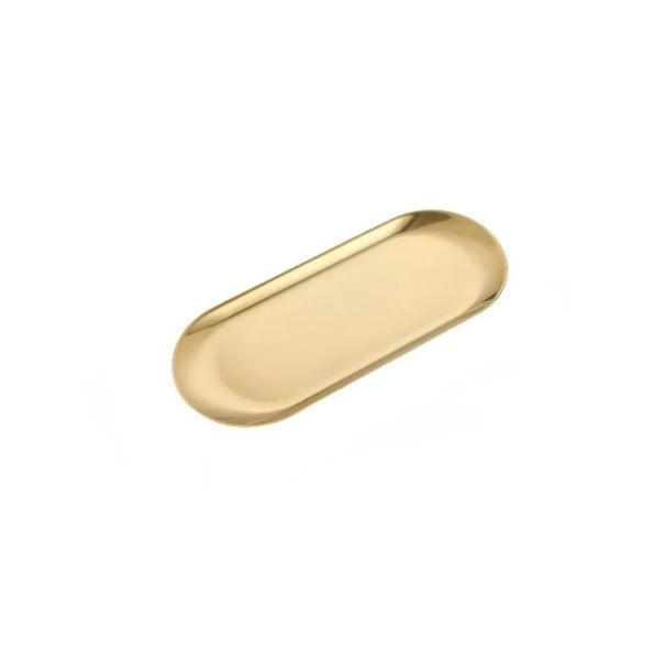 Farfurie ovală aurie 22 x 9 cm, farfurie de servire creativă din oțel inoxidabil coreeană pentru Dim Sum, grătar, farfurie lungă pentru desert 1