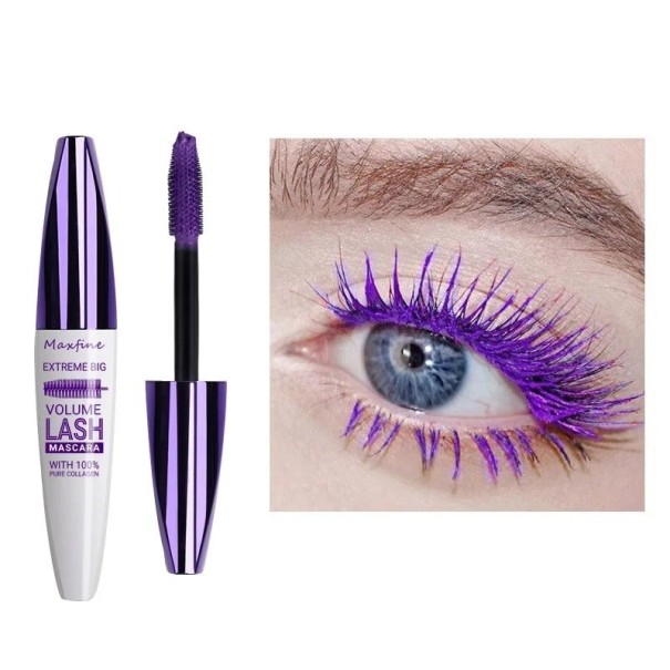 Färgad mascara som förlänger ögonfransarna Vattenfast ögonmakeup Långvarig mascara i djärv färg lila