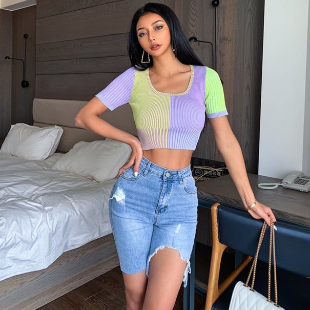 Färgglad crop top för kvinnor