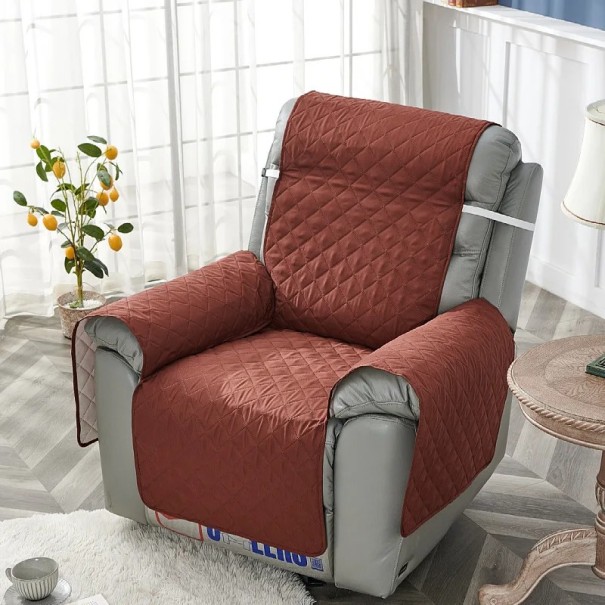 Färgglatt halkfritt stolsöverdrag 55x200 cm skyddande överdrag med remmar vadderad sittdyna för hemmet mörkbrun