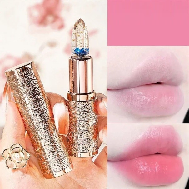 Färgskiftande läppstift Transparent läppstift med Flower Moisturizing Lip Balm Gold Lipstick 2