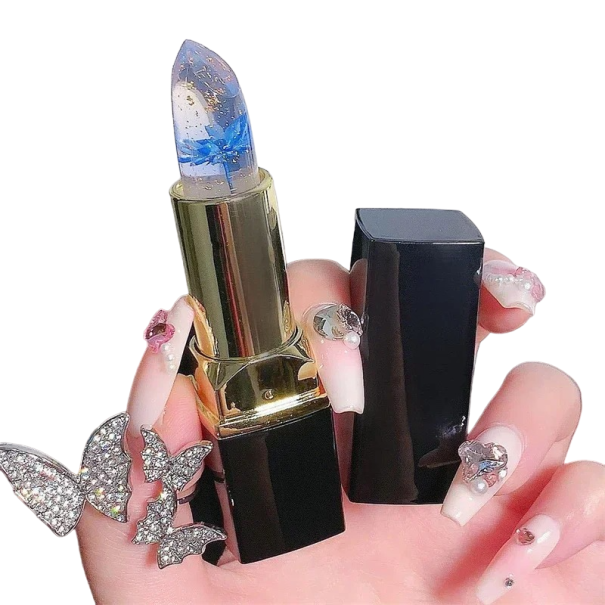 Färgskiftande läppstift Transparent läppstift med Flower Moisturizing Lip Balm Svart läppstift