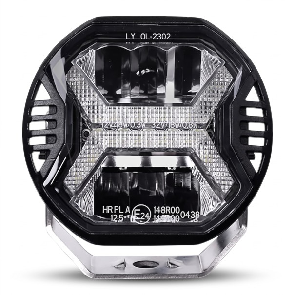 Faro LED da lavoro 2000 lumen con luce diurna DRL e faretti aggiuntivi 9 x 10 cm Luce bianca Custodia nera Per offroad e macchine da lavoro 1
