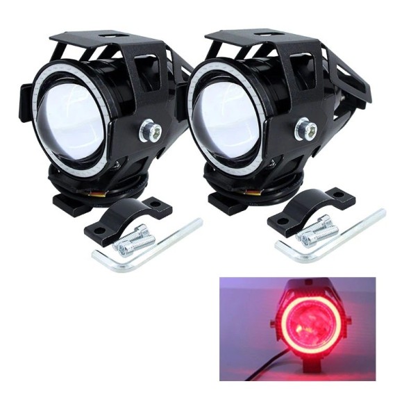 Farol LED dianteiro para motocicleta 2 unidades A1836 vermelho