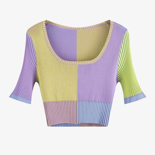 Farverig crop top til kvinder lilla M