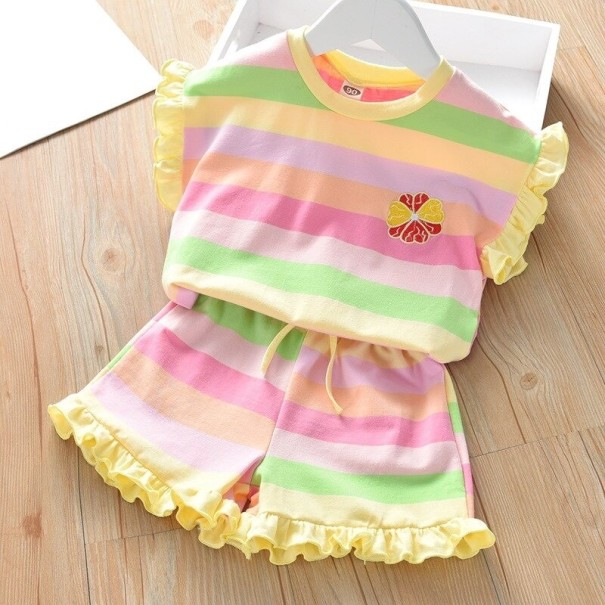Farverig T-shirt og shorts til piger L1514 4 A