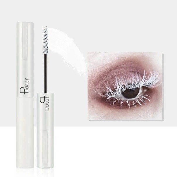 Farverig Volumen Mascara Langtidsholdbar Øjenvippeforlængende Mascara Vandfast Naturlig Mascara hvid