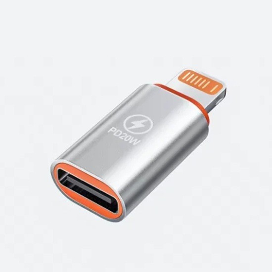 Farverige USB-C til Lightning-adaptere Konvertere til hurtig opladning og dataoverførsel Type-C til iOS-stik Apple-enheder sølv