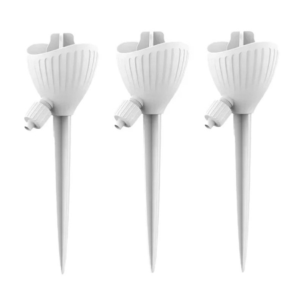 Farverigt sæt med 3 automatiske vandingsapparater til blomsterpotter med flowkontrol til plastikflasker hvid