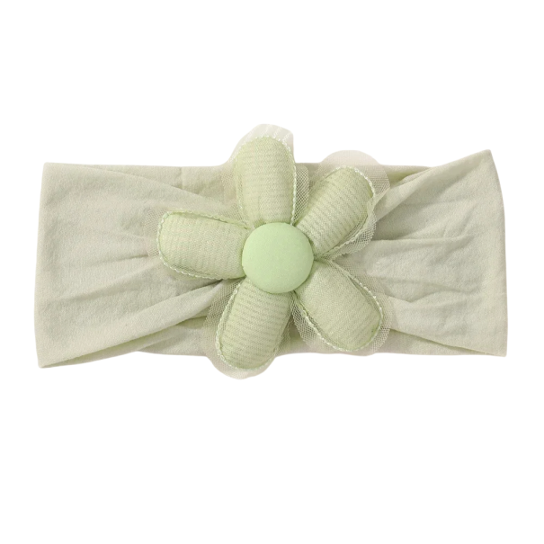 Fascia elastica per neonati con fiore Fascia morbida per capelli per bambini Accessorio alla moda per neonati Comoda ed elastica Fascia per neonati verde chiaro
