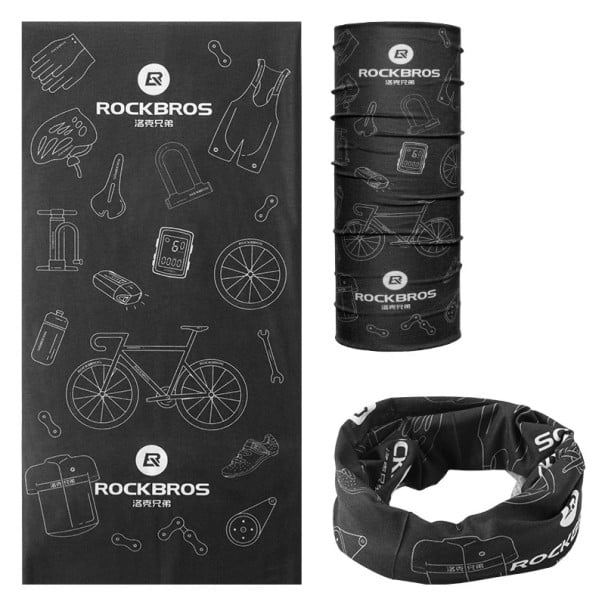Fascia sportiva per il viso con motivo ciclistico della bicicletta in poliestere nero traspirante scaldacollo protezione durante la ciclismo 1