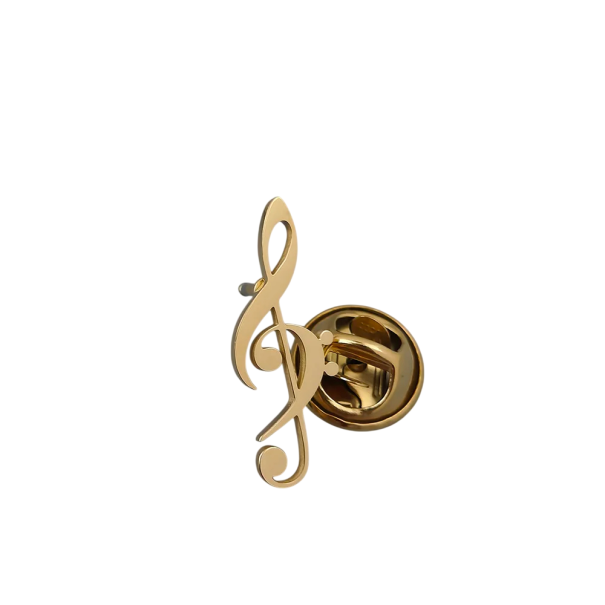 Fashion Brooch Musical Note 24 x 9 mm Stainless Steel Elegant Accessory in the Shape of a Melodic Symbol for Blazers, Coats and Dresses gold