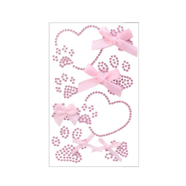 Fashion Face Stickers with Bow and Gemstone Ribbon Fabric Embellishments with Acrylic Gems Temporary Tattoos and Makeup Accessory 1