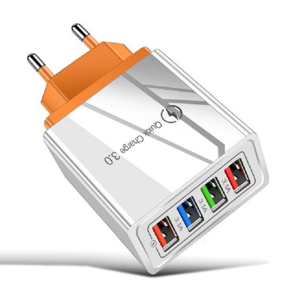 Fast Charging Adapter 4 USB Ports orange