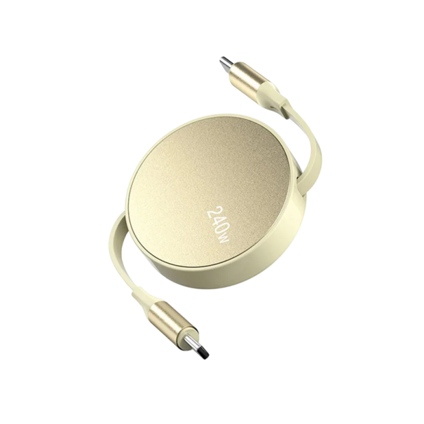 Fast Charging Retractable USB C to USB C Cable 240W 6A PD Data Charging Cable for Mobile Phones Tablets Laptops gold