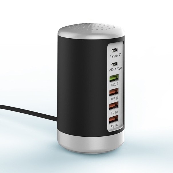 Fast Charging Station 6 Ports 65 W black