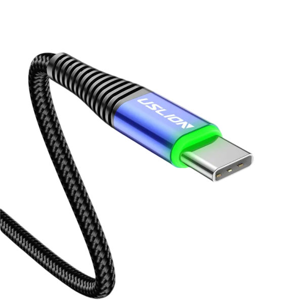 Fast Charging USB C Cable 2 m 3A 65W USB A to USB-C Nylon Braided Fast Charging and Data Transfer 480 Mbps Universal Compatibility blue