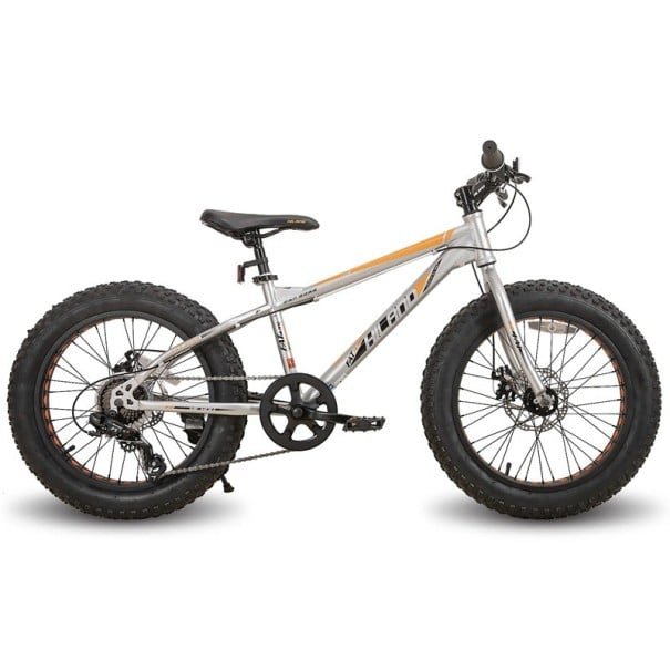 Fatbike horské kolo s tlustými pneumatikami a 7 rychlostmi, 26 palců, kotoučové brzdy vpředu i vzadu, pro mládež i menší dospělé stříbrná