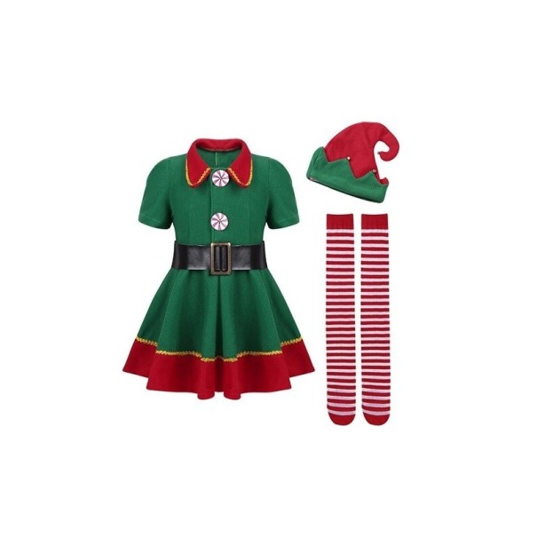 Fato de menina em design de elfo de Natal 2-3 anos